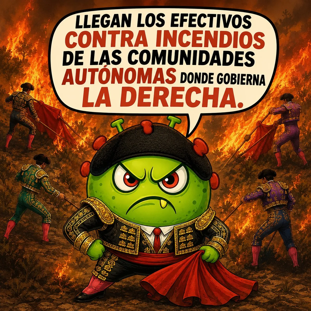 ¡Alerta por fuego! Llegan los nuevos bomberos de la derecha: toreros con capote ignífugo 🐂🔥