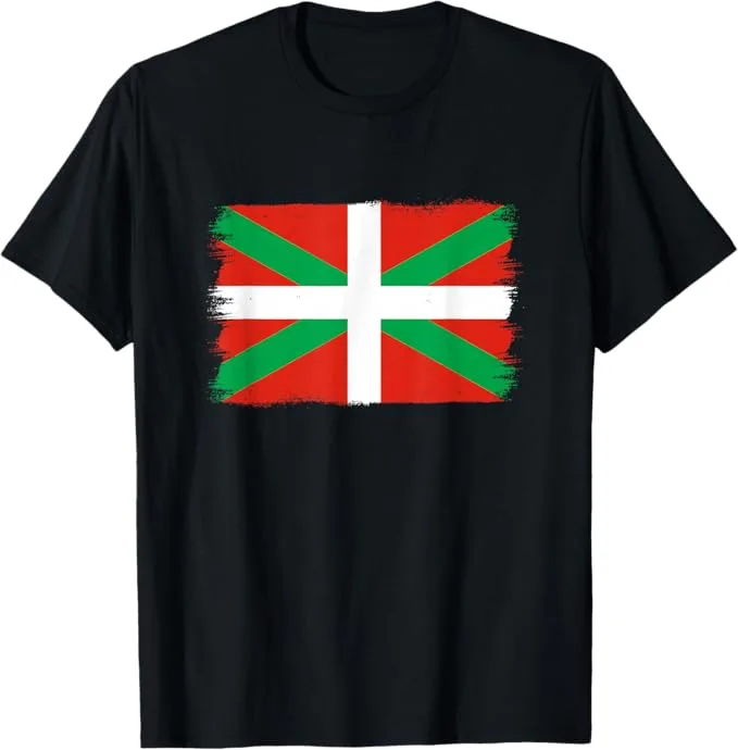 Regalos del orgullo del Euskadi Co. Camiseta Bandera Euskadi Hombre, Mujer, Unisex niños T-Shirt Manga Corta Black Small EU S