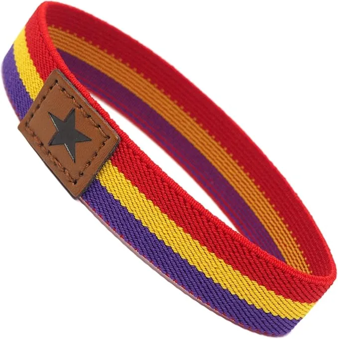 Pulsera de la Bandera de la República Pulsera Republicana Española Accesorio sin Cierre y Elástico para Hombres y Mujeres Medida 18 cm.
